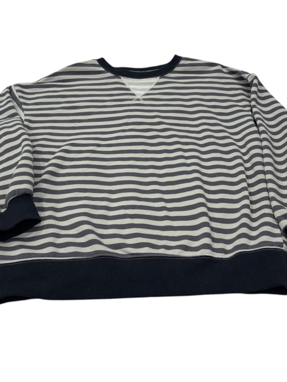 Striped Crewneck Sweater - Gray & Cream